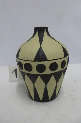 Produktbild von Gilde Vase, "Reao", gepunktet, kariert, Pappmache, creme, VE 2, H. 26 cm, D. 19 cm 55830 4063387558300