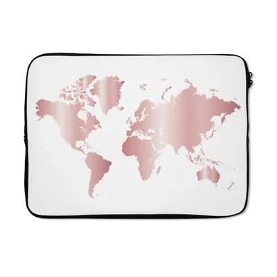 Produktbild von MuchoWow® Laptop Hülle 14 ZollWeltkarte - Rosa - Kinder - Jungen - Mädchen Laptoptasche - Laptoptasche - Stoßsicher - Schutzhaube