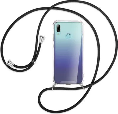 Produktbild von Handykette Backcover-Schutzhülle mit Band (Metall silberfarben) für Huawei P Smart 2019 / Honor 10 Lite - schwarz
