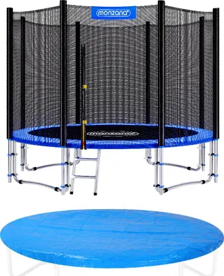 Image de Trampoline Ø 305 cm Certifié SÜD GS Set complet Filet de sécurité Bâche de protection Echelle Coussin Jardin Jeux