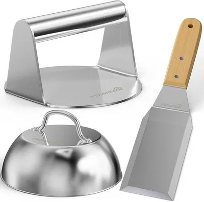 Productafbeelding van Famanu hamburgerpers van roestvrij staal - 14 cm (5,5 inch)