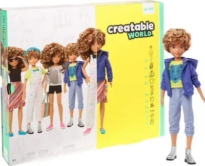 Produktbild von Creatable World Deluxe Charakter Set, individuell gestaltbare Puppe mit hellbraunen, lockigen Haaren