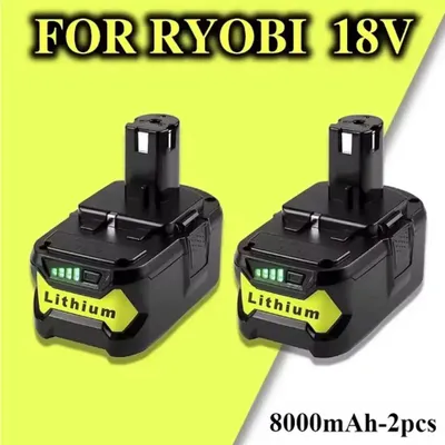 Immagine prodotto di Batteria di ricambio 18V - Batteria agli ioni di litio per utensili - 8000 mAh - Confezione da 2 - Compatibile con P108, P107, RB18L50, RB18L40, RB18L15 - 8000mAH - 2 pezzi