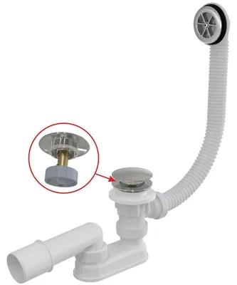 Produktbild von Alcadrain Badewanne Ab- und Überlaufgarnitur CLICK/CLACK, Metall 57 cm