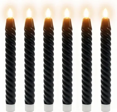 Image de Bougies coniques sans flamme à LED, en cire véritable, lot de 6