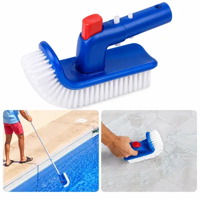 Produktbild von Verstellbare Poolbürste 180° drehbar, Schwimmbad Reinigungsbürste mit Nylonborsten, für Pool, Whirlpool & Fliesen, kratzfrei, Eckenreinigung