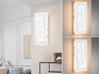Produktbild von 2er SET flache LED Wandlampen mit Schalter stufenlos dimmbar & CCT, 38x21cm