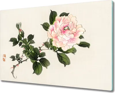 Produktbild von Coloray Hackbrett Küchenbrett Kochplattenabdeckung Schneidebrett Herdabdeckplatte 80x52 cm - asiatische Blumen