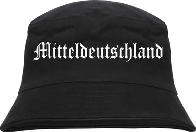 Produktbild von Mitteldeutschland Fischerhut - Altdeutsch - bedruckt - Bucket Hat Anglerhut Hut Schwarz S/M