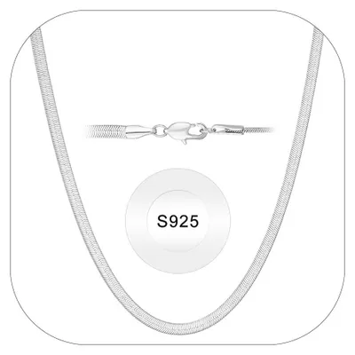 Immagine prodotto di Collana a catena a forma di serpente, argento sterling 925, 2 mm, lunghezza 50 cm, collana da donna