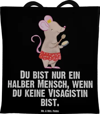 Produktbild von Mr. & Mrs. Panda canvas tasche Visagistin Herz - Schwarz - Geschenk, Kosmetikstudio, Ausbildung, Tragetasche, Shopping, Schultasche, Maskenbildnerin, Laptoptasche, Spruch