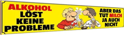 Produktbild von vianmo Holzschild 10x46 cm Alkohol löst keine Probleme Milch auch