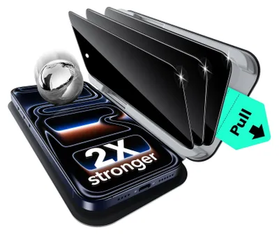 Immagine prodotto di 3 protezioni per lo schermo privacy per iPhone 17 Pro Max, con protezione completa