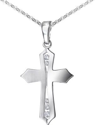 Produktbild von MATERIA Kleine Kreuzkette Silber 925 mit Zirkonia mattiert rhodiniert für Damen Kinder inkl. Geschenk-Box #KA-115