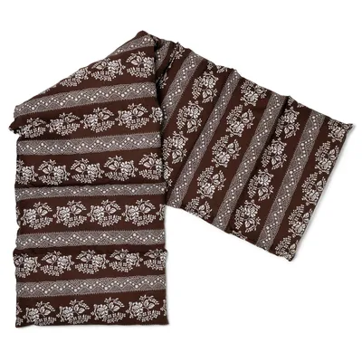 Produktbild von Kirschkernkissen 75x20cm groß 8-Kammer - Wärme-Körner-Kissen für Mikrowelle oder Backofen, Kirschkern, Blumen-braun