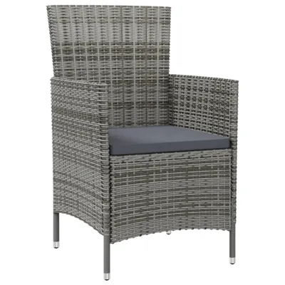 Immagine prodotto di Sedie da Giardino 4 pz con Cuscini in Polyrattan Grigio
