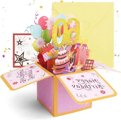 3D Geburtstagskarte zum 60. Geburtstag mit Umschlag - Pop-up Karte für Frauen, Kinder und Männer - Einzigartiges Geschenk