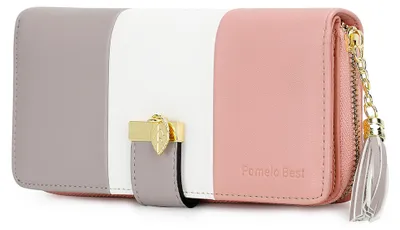 Produktbild von Damen Geldbörse rosa, gestreift, 12 Kartenfächer, Kleingeld, für Alltag