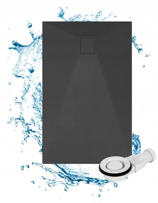 Produktbild von Granitan - Duschwanne - Duschtasse - 140x90 cm - Schwarz - Antirutsch - Steinoptik - Dusche - TEJA
