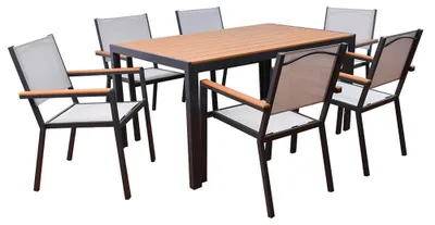 Produktbild von HOME DELUXE Garten-Sitzgruppe CANTOS SEDIA 150 x 90 cm - inkl. 6 Stühle |Gartenmöbel, Loungemöbel, Aluminiumtisch, Balkontisch