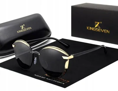 Produktbild von Kingseven - Sonnenbrillen - Dammen - Uv400 - Schwarze Gläser - Metallrahmen - Schwarz