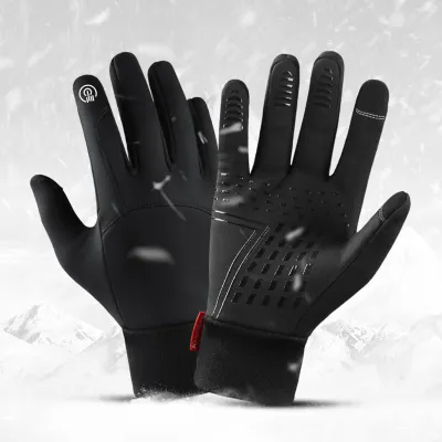 Produktbild von Winter Maenner Frauen Fahrradhandschuhe Wasserdichte winddichte Fleecefutter Touchscreen Anti-Rutsch-Vollfinger-Fahrrad-Skihandschuhe