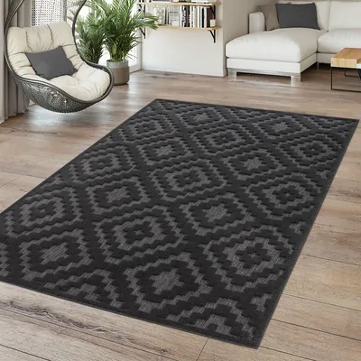 Produktbild von TT Home In-& Outdoor Teppich Wetterfest Balkon Küche Wohnzimmerteppich Boho Design 3D Design Skandi Modern Unifarben Größe 80x150 cm