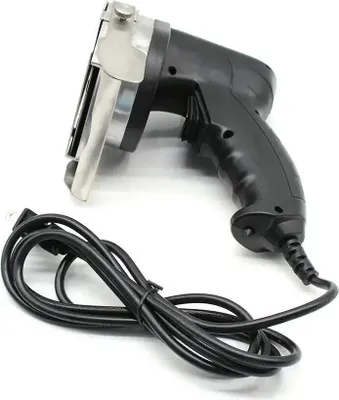 Image de Couteau électrique à kebab - Appareil manuel - 80 W - Épaisseur de coupe réglable de 1 à 8 mm - Lame de 10 cm - Acier inoxydable 420/304 - Rouge