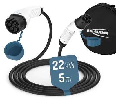 Produktbild von Ladekabel Typ 2 mit 22 kW für Hybrid- & Elektroauto 5 Meter lang