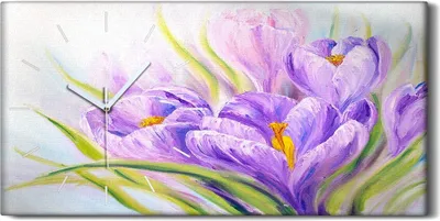 Produktbild von Wohnzimmer-Bild Leinwand Uhr 60x30 Malerei Blumen Pflanzen Natur Kunst - weiße Hände
