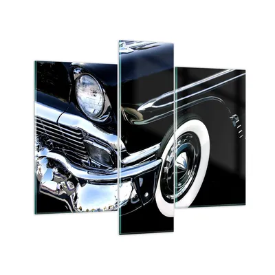 Produktbild von Bilder auf glas - Auto Chrom Kuba - 95x80cm - Glasbilder - Wandbilder - Bilder - Kunstdruck - zum Aufhängen bereit - Wanddekoration aus Glas - Glas Bilder - Wandbild auf Glas - 3 Teile - GCB95x80-1451