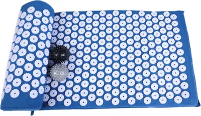 Immagine prodotto di Tappetino e cuscino per agopressione Confibel - tappetino per unghie + set di cuscini + pallina per punti trigger - set per agopuntura - massaggio e rilassamento - 65 x 40 cm - blu
