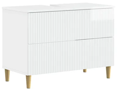 Produktbild von vidaXL Waschbeckenschrank ARNHEM Hochglanz Weiß 82 x 41 x 59 cm