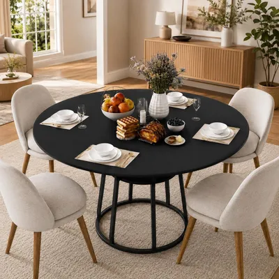 Imagen del producto de Mesa redonda con tablero extraíble para 4-6 personas