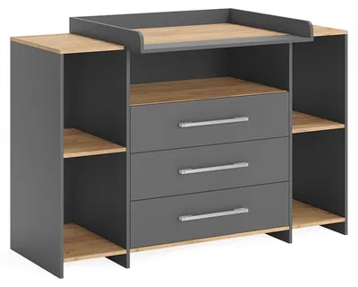 Zdjęcie produktu dla Przewijak Vicco Oskar Antracyt/złoty dąb 143.2 x 93 cm z 3 szufladami, Model 55593