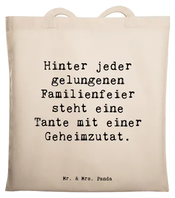 Produktbild von Mr. & Mrs. Panda Shopping Tasche Spruch Tante Geheimzutat - Transparent - Geschenk, Einkaufstasche, Verwandtschaft, dokumententasche, Lachen, Nichte, Laptoptasche, Liebe