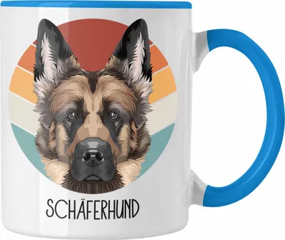Produktbild von Trendation - Schäferhund Besitzer Tasse Geschenk Lustiger Spruch Geschenkidee Schäferhund Mama Papa (Blau)