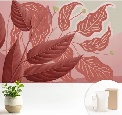 Produktbild von Fototapete selbstklebend - 104x70 cm - Tapete - Wandtapete - Wandbilder - Klebefolie - Dekofolie - Tapete Folie - Wand - Dekoration - Wohnzimmer - -Blätter