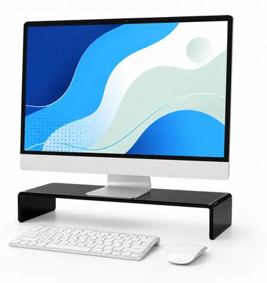 Productafbeelding van Relaxdays Monitorstandaard, acryl, ergonomisch, H x B x D: 10 x 35 x 20 cm, monitorverhoger voor bureau, zwart, AI-gegenereerde afbeelding