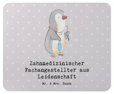 Produktbild von Mr. & Mrs. Panda Mauspad Zahnmedizinischer Fachangestellter Leidenschaft - Grau Pastell - Geschenk, computer, Mousepad, pc mausunterlage, laptop, Mouse Pad