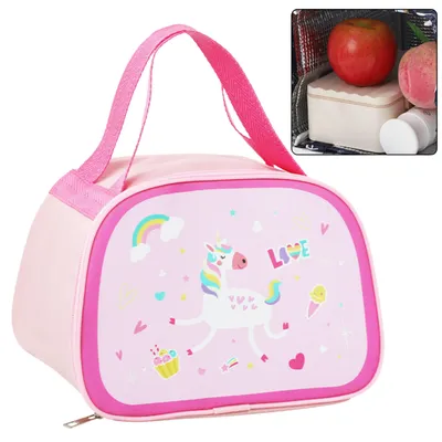 Zdjęcie produktu dla Thermoisolierende Frühstücks-lunchtasche Rosa Einhorn 23 cm
