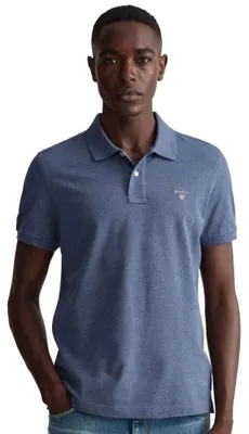 Productafbeelding van GANT Klassiek pique polo shirt met logo, blauw, maat 4XL