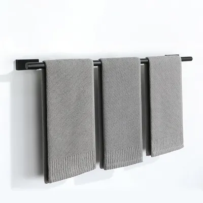 Image de Porte-serviettes noir en acier inoxydable 304, barre porte-serviettes à fixation murale, support pour serviettes d'invités, ensemble pour salle de bains, support mural pour serviettes de bain pour salle de bains et cuisine (70 cm)