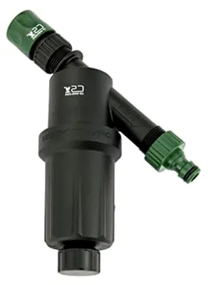Produktbild von Wasserfilter 125 Micron drucklos mit Schnellschlauchstück und Hahnanschluss – Filter für die Gartenbewässerung, kompatibel mit Perlschlauch und Gartenschlauch