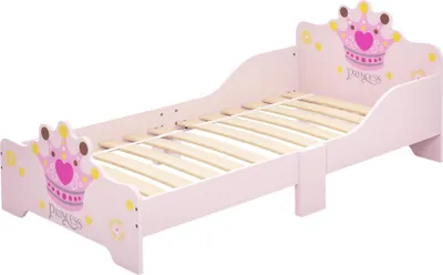 Produktbild von HOMCOM Kinderbett mit Prinzessinnen-Motiv Mädchenbett für 3–6 Jahre Pappelholz