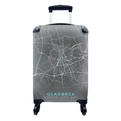 Produktbild von MuchoWow® Koffer Handgepäck Trolley Rollkoffer Kleine Reisekoffer mit 4 Rollen - Blau - Deutschland - Karte - Stadtplan - Gladbeck - Cabin Size < 55x40x23 cm & 55x40x20 cm - Fotokoffer - Kabinenkoffer - Boardgepäck - Reise-Box - Reisekoffer - Reisegepäck - Koffer mit Bild - Trolley für Kinder