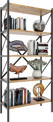 Image de Bois Métal Rangement étagère Bibliothèque Décoration Hêtres Étagère debout Insasi 5