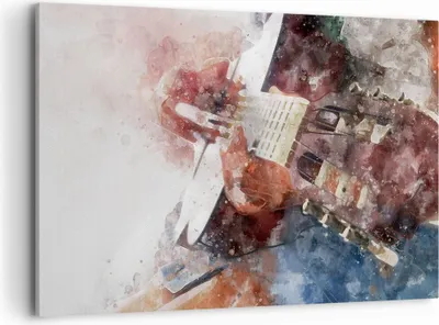 Produktbild von Bild auf Leinwand - Leinwandbild - Gitarre Musik - 120x80cm - Wand Bild - Wanddeko - Wandbilder - Leinwanddruck - Bilder - Kunstdruck - Wanddekoration - Leinwand bilder - Wandkunst - AA120x80-4000