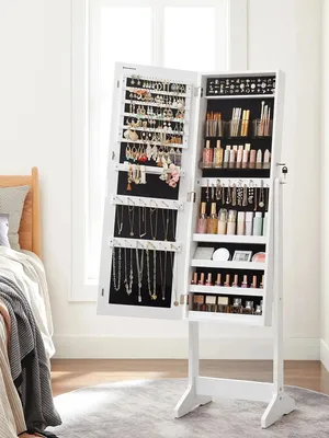 Produktbild von Schmuckschrank - Stand-Spiegelschrank - Abschließbar - 2 Organizer - Weiß
