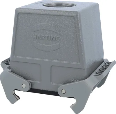 Produktbild von HARTING Han 32B Kupplungsgehäuse hoch, 1xM40 gerader Kabelabgang, mit 2 Querbügeln Verschraubung M40 Klemmbereich